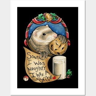 Santa's Stolen Cookies - Ferret Posters and Art